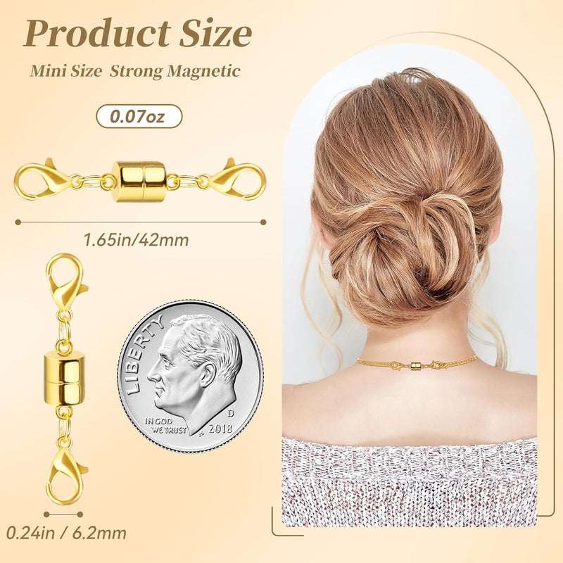 SUTQIGUI Magnetic Necklace Jewelry Clasps and Closures with Double Lobster Clasp, 14K Gold Magnetic Jewelry Clasps for Necklaces, Bracelet Necklace Extenders for Women (6PCS) - Image 2